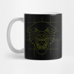 Panther head face drawing in yellow Mug